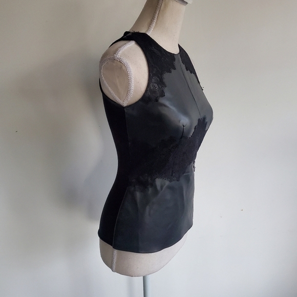 Bailey 44 "Kelly" Vegan Leather & Lace Top - Picture 6 of 8